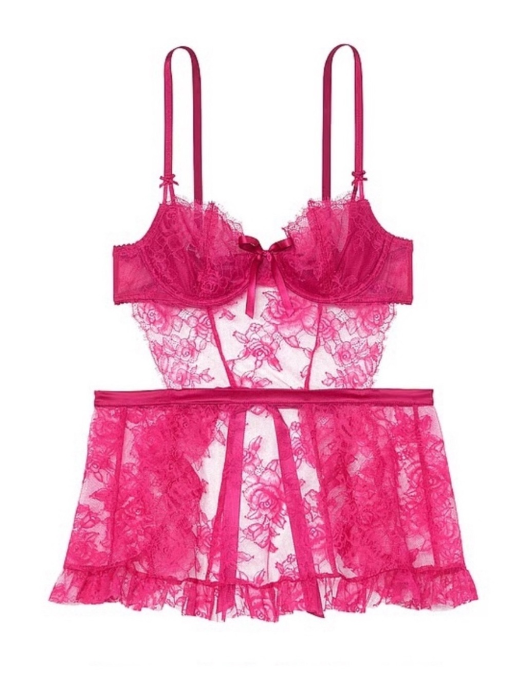 New! Victoria's Secret Wicked Unlined Rose Lace Apron 34215